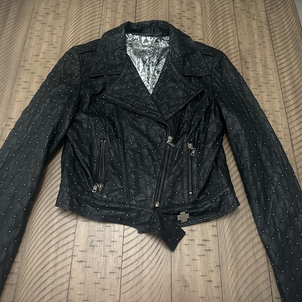 Animale Black Quilted Women's Leather Jacket